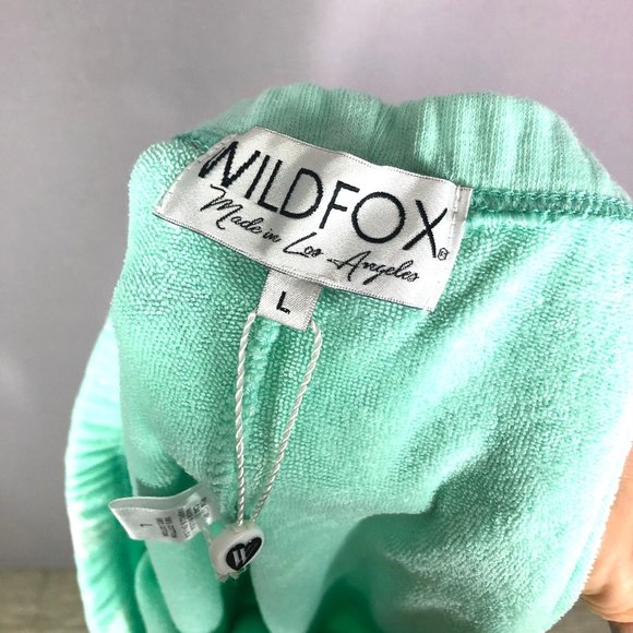 Wildfox Womens Paint Splatter Knox Pants Cotton Terry Aqua Diver Size La… - Picture 6 of 8